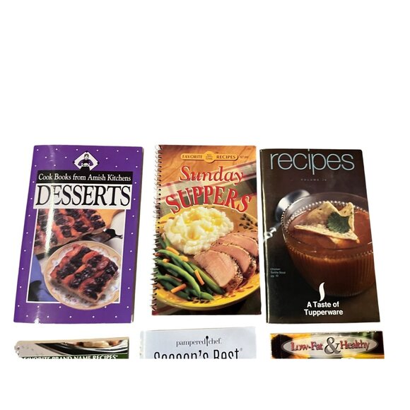 Lot 10 Small Paperback Cookbooks Crockpot Amish Pampered Chef Tupperware - Picture 4 of 11